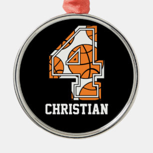 Persoonlijk Basketball Number 4 Metalen Ornament