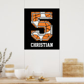 Persoonlijk Basketball Number 5 Poster (Keuken)