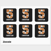 Persoonlijk Basketball Number 5 Vierkante Sticker (Vel)