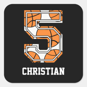 Persoonlijk Basketball Number 5 Vierkante Sticker