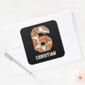 Persoonlijk Basketball Number 6 Vierkante Sticker (Envelop)