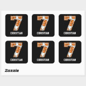 Persoonlijk Basketball Number 7 Vierkante Sticker (Vel)