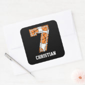 Persoonlijk Basketball Number 7 Vierkante Sticker (Envelop)