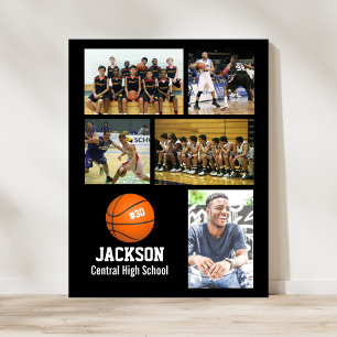 Persoonlijk Basketball Photo Collage Name Team # Poster