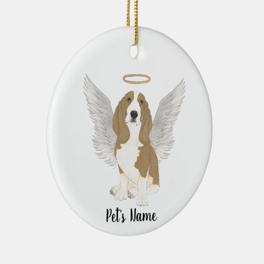Persoonlijk Basset Hound condoleance monument Keramisch Ornament (Rechts)