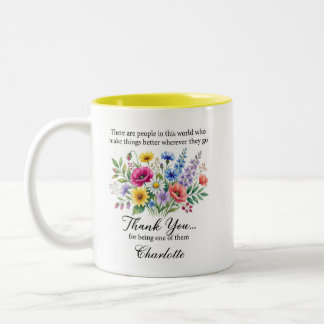 Persoonlijk bedankje bloem cadeau van waardering tweekleurige koffiemok