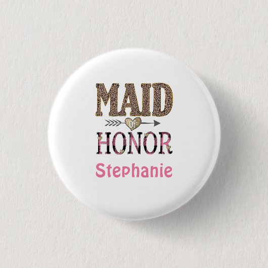 Persoonlijk bedrukte luipaardprint bruidsmeisje ca ronde button 3,2 cm (Voorkant)