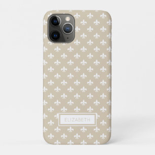 Persoonlijk beige wit Fleur de Lis patroon iPhone 11 Pro Hoesje
