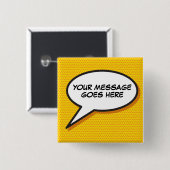 Persoonlijk bericht stripboek spraakballon vierkante button 5,1 cm (Voorkant /achterkant)