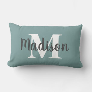 Persoonlijk bewerkbaar kleur monogram naam teal kussen