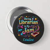 Persoonlijk bibliothecarisgeschenk ronde button 7,6 cm (Voorkant /achterkant)