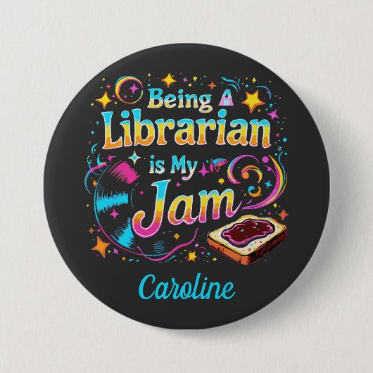 Persoonlijk bibliothecarisgeschenk ronde button 7,6 cm (Voorkant)