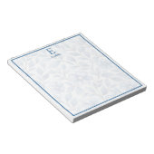 Persoonlijk blauw bloemmotief notitieblok (Schuin)