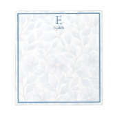 Persoonlijk blauw bloemmotief notitieblok (Voorkant)