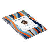 Persoonlijk blauw en oranje golfpatroon  notitieboek (Rechterzijde)