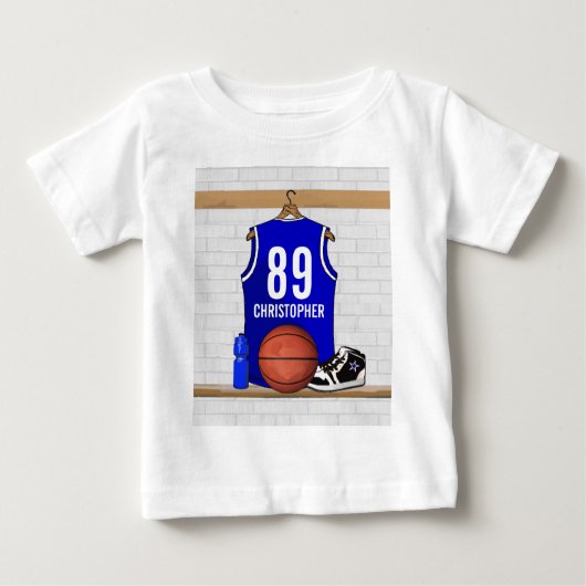 Persoonlijk blauw en wit Basketball Jersey (Voorkant)