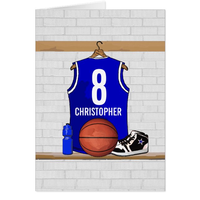Persoonlijk blauw en wit Basketball Jersey (Voorkant)