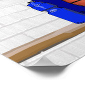 Persoonlijk blauw en wit Basketball Jersey Poster (Hoek)