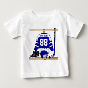 Persoonlijk blauw en wit ijs Hockey Jersey
