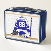 Persoonlijk blauw en wit ijs Hockey Jersey (Achterkant)