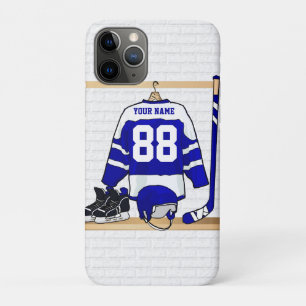 Persoonlijk blauw en wit ijs Hockey Jersey iPhone 11 Pro Hoesje
