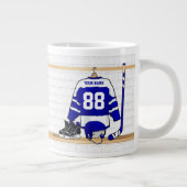Persoonlijk blauw en wit ijs Hockey Jersey Extra Grote Mok (Rechts)