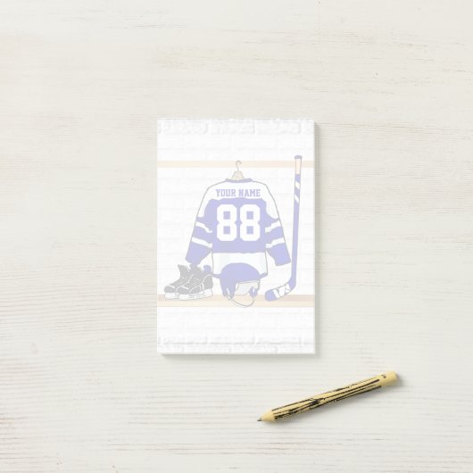 Persoonlijk blauw en wit ijs Hockey Jersey Post-it® Notes (Op bureau)