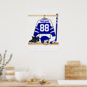 Persoonlijk blauw en wit ijs Hockey Jersey Poster (Keuken)
