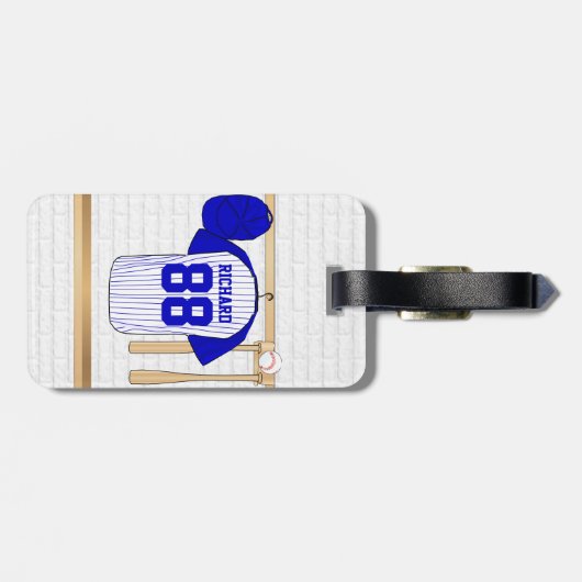 Persoonlijk Blauw en Witte Baseball Jersey Bagagelabel (Achterkant horizontaal)