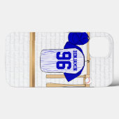 Persoonlijk Blauw en Witte Baseball Jersey Case-Mate iPhone Case (Achterkant (horizontaal))