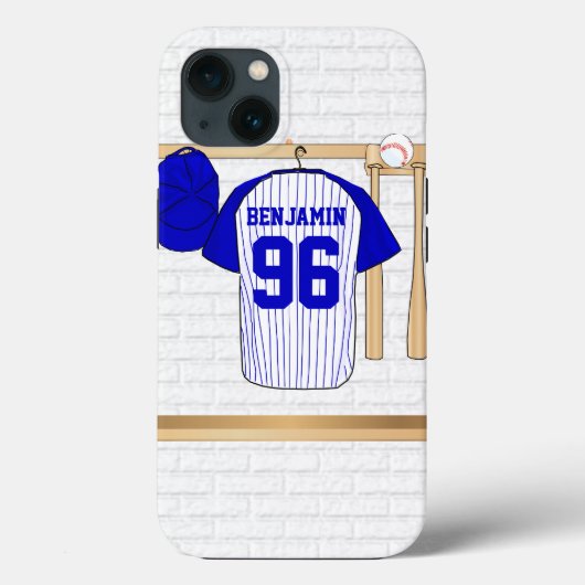 Persoonlijk Blauw en Witte Baseball Jersey Case-Mate iPhone Case (Achterkant)