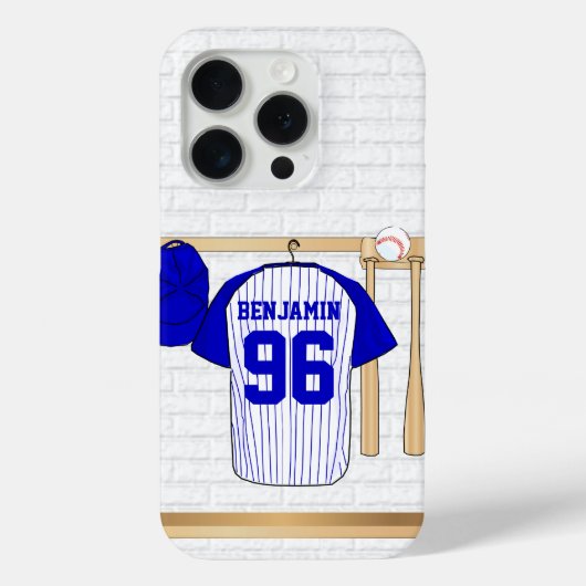 Persoonlijk Blauw en Witte Baseball Jersey Case-Mate iPhone Case (Achterkant)