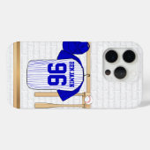 Persoonlijk Blauw en Witte Baseball Jersey Case-Mate iPhone Case (Achterkant (horizontaal))