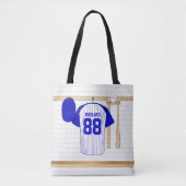 Persoonlijk Blauw en Witte Baseball Jersey Draagtas (Voorkant)