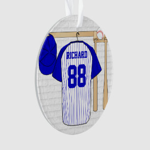 Persoonlijk Blauw en Witte Baseball Jersey Ornament