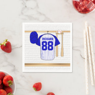 Persoonlijk Blauw en Witte Baseball Jersey Servetten