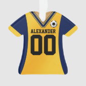 Persoonlijk blauw/Geel Soccer Jersey Ornament (voorkant)