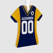 Persoonlijk blauw/Geel Voetbal Jersey Ornament (voorkant)