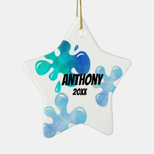 Persoonlijk blauw kerstversiering keramisch ornament (Rechts)