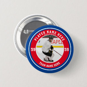 Persoonlijk blauw Rode Team Ice Hockey van de Fami Ronde Button 5,7 Cm