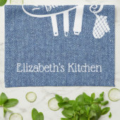 Persoonlijk blauw wit basisstation Denim Baking Ut Theedoek (Gevouwen)