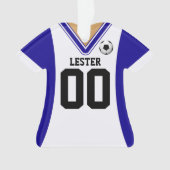 Persoonlijk blauw/wit Soccer Jersey Ornament (voorkant)