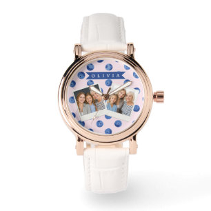 Persoonlijk Blauwbes Waterverf Cadeau Naam Horloge