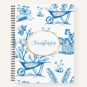 Persoonlijk Blauwe Botanische Bloemige Notitieboek