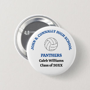 Persoonlijk Blauwe Havo-Volleybalspeler Ronde Button 5,7 Cm