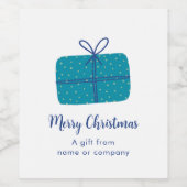 Persoonlijk Blauwe Kerstpakket Wijn Etiket (Enkel label)