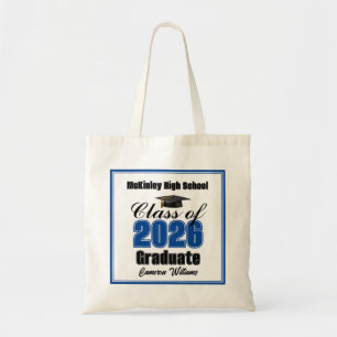 Persoonlijk Blauwe Klas van 2026 Afstudeerfeest Tote Bag