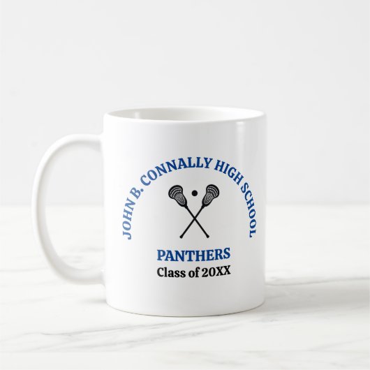 Persoonlijk Blauwe Lacrosse Team Hoge School Koffiemok (Links)