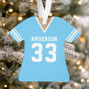 Persoonlijk blauwe voetbalshirt ornament