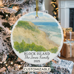 Persoonlijk Block Island-ornament, Rhode Island Keramisch Ornament